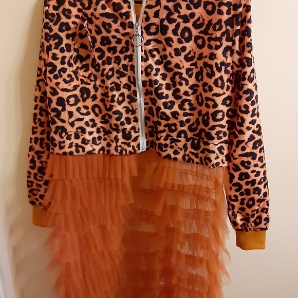 Leopard Ruffled Tulle Bomber Jacket - Picture 4 of 4